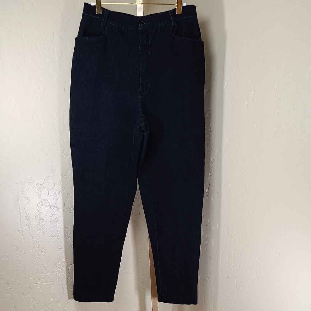 Eddie Bauer Dark Navy Corduroy Ankle High Waist Pants Size 14Tall